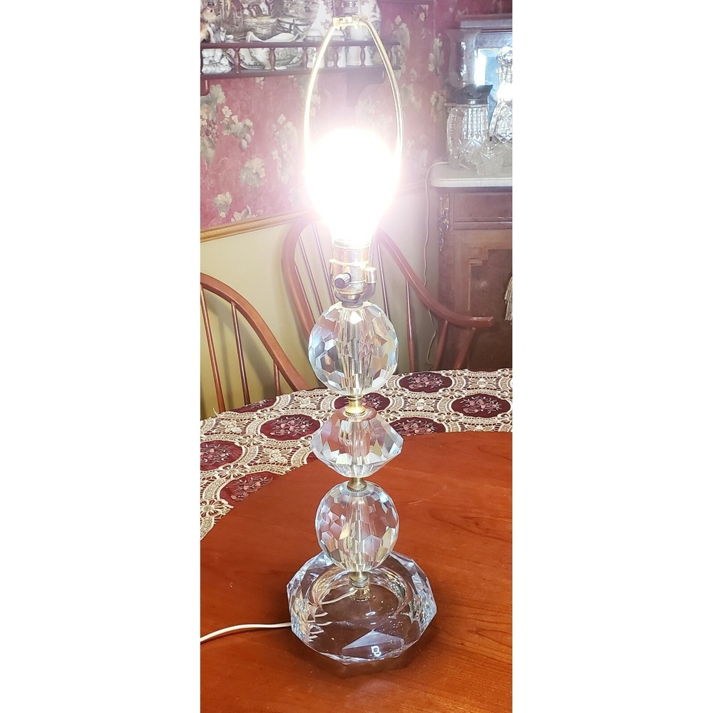 Exquisite Vintage Mid Century (60's) 4-tier Crystal Tower Table Lamp